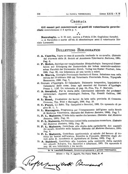 La clinica veterinaria rivista di medicina e chirurgia pratica degli animali domestici