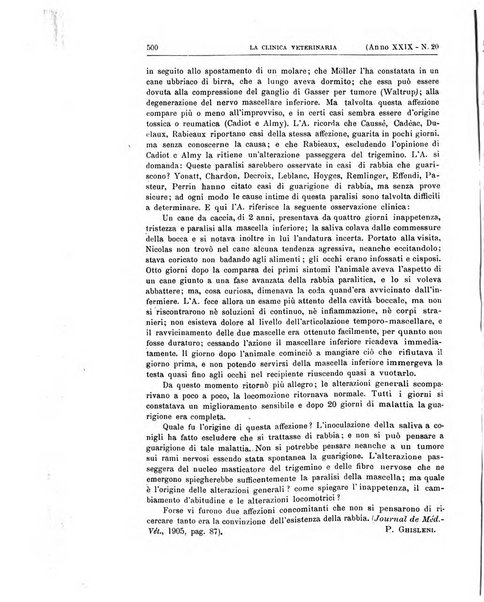 La clinica veterinaria rivista di medicina e chirurgia pratica degli animali domestici