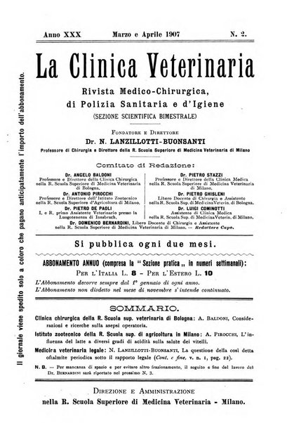 La clinica veterinaria rivista di medicina e chirurgia pratica degli animali domestici