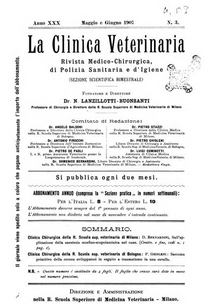 La clinica veterinaria rivista di medicina e chirurgia pratica degli animali domestici