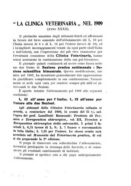 La clinica veterinaria rivista di medicina e chirurgia pratica degli animali domestici