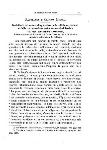 La clinica veterinaria rivista di medicina e chirurgia pratica degli animali domestici