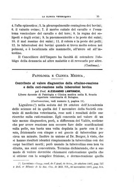 La clinica veterinaria rivista di medicina e chirurgia pratica degli animali domestici