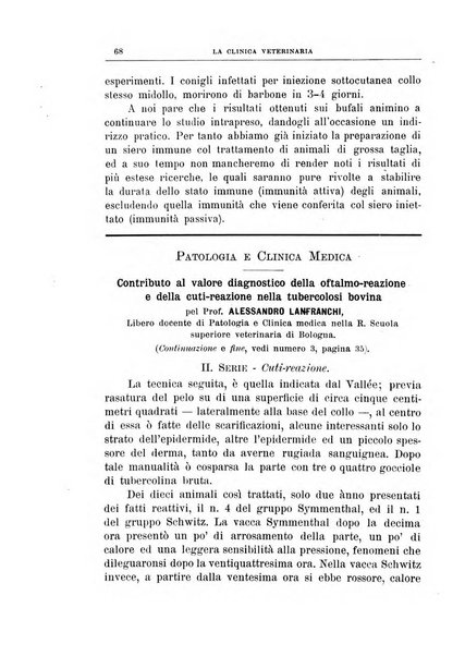 La clinica veterinaria rivista di medicina e chirurgia pratica degli animali domestici