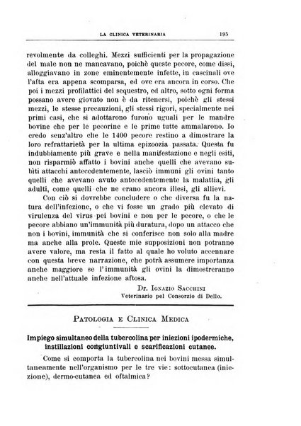 La clinica veterinaria rivista di medicina e chirurgia pratica degli animali domestici