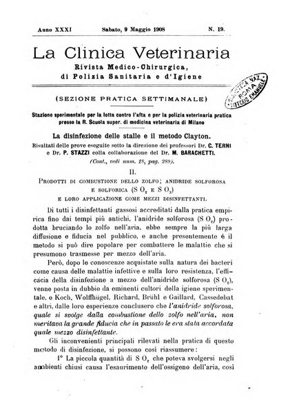 La clinica veterinaria rivista di medicina e chirurgia pratica degli animali domestici