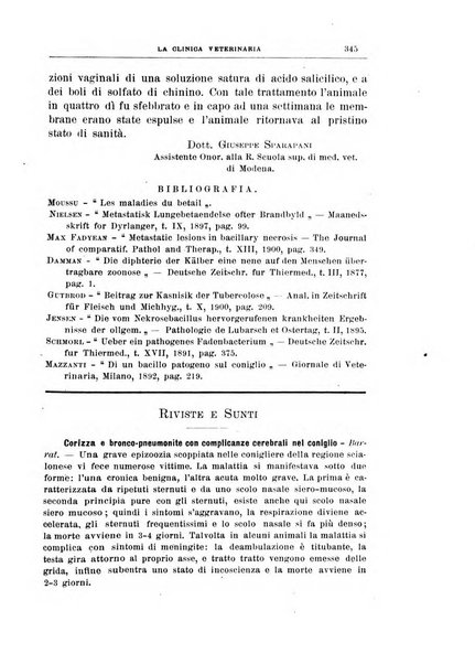 La clinica veterinaria rivista di medicina e chirurgia pratica degli animali domestici