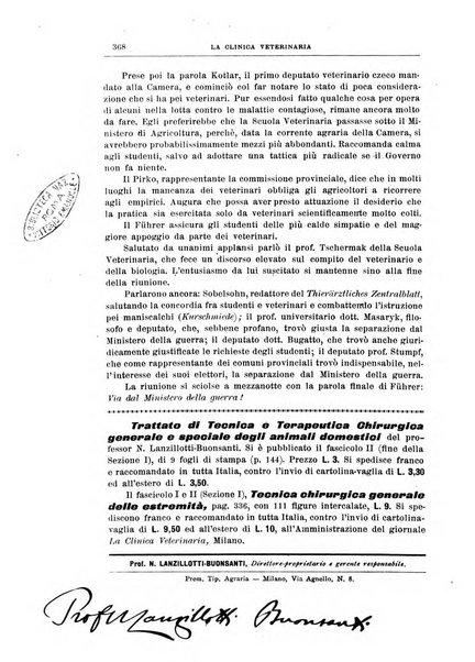 La clinica veterinaria rivista di medicina e chirurgia pratica degli animali domestici