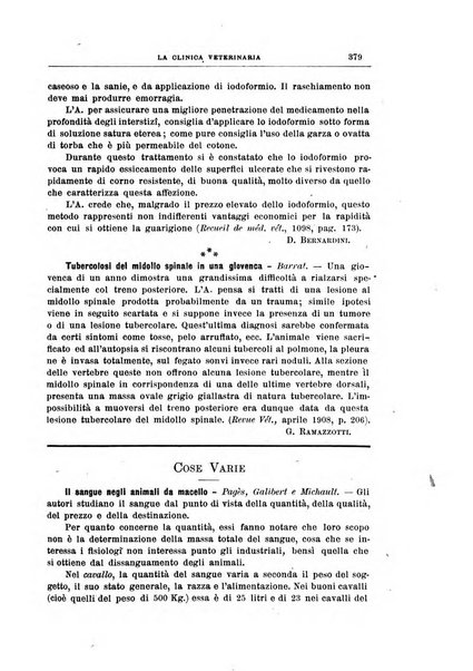 La clinica veterinaria rivista di medicina e chirurgia pratica degli animali domestici