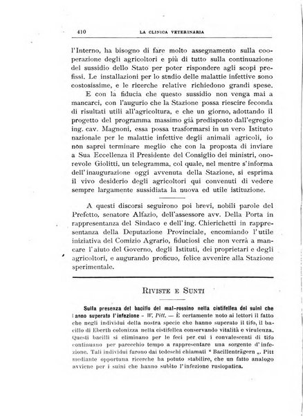 La clinica veterinaria rivista di medicina e chirurgia pratica degli animali domestici