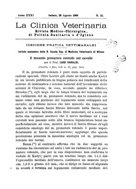 La clinica veterinaria rivista di medicina e chirurgia pratica degli animali domestici