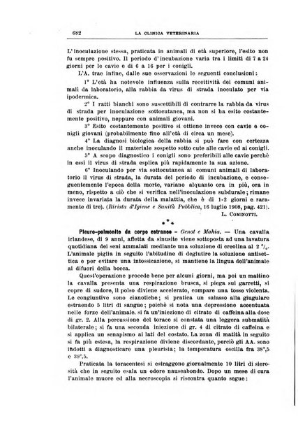 La clinica veterinaria rivista di medicina e chirurgia pratica degli animali domestici