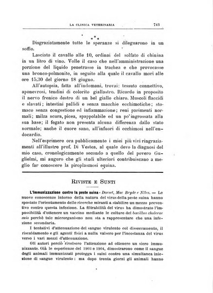 La clinica veterinaria rivista di medicina e chirurgia pratica degli animali domestici