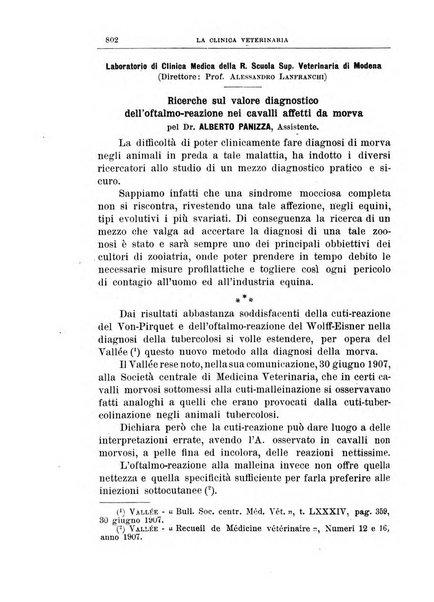 La clinica veterinaria rivista di medicina e chirurgia pratica degli animali domestici