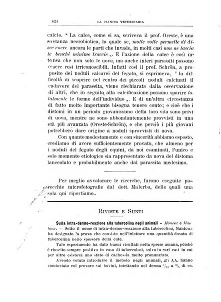 La clinica veterinaria rivista di medicina e chirurgia pratica degli animali domestici