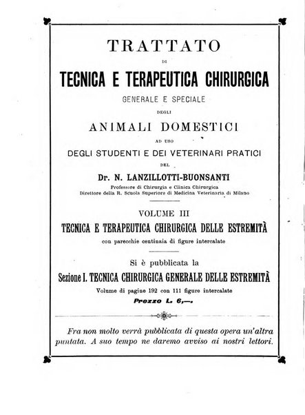 La clinica veterinaria rivista di medicina e chirurgia pratica degli animali domestici