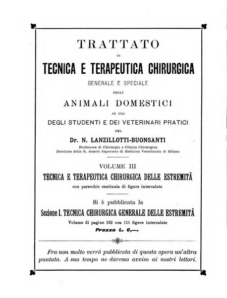 La clinica veterinaria rivista di medicina e chirurgia pratica degli animali domestici