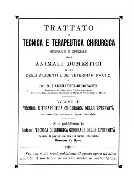 La clinica veterinaria rivista di medicina e chirurgia pratica degli animali domestici