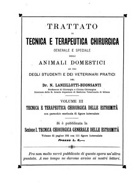 La clinica veterinaria rivista di medicina e chirurgia pratica degli animali domestici