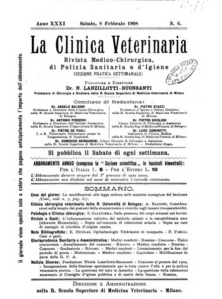 La clinica veterinaria rivista di medicina e chirurgia pratica degli animali domestici