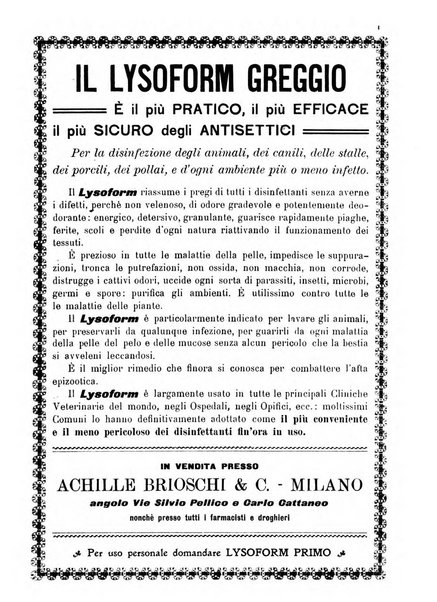 La clinica veterinaria rivista di medicina e chirurgia pratica degli animali domestici