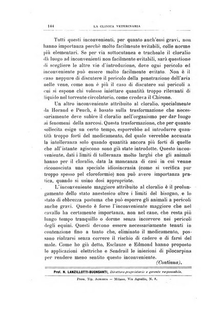 La clinica veterinaria rivista di medicina e chirurgia pratica degli animali domestici