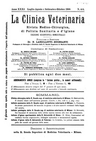 La clinica veterinaria rivista di medicina e chirurgia pratica degli animali domestici