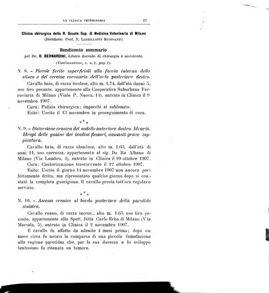 La clinica veterinaria rivista di medicina e chirurgia pratica degli animali domestici