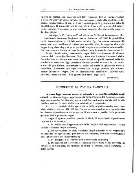 La clinica veterinaria rivista di medicina e chirurgia pratica degli animali domestici