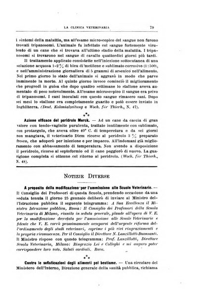 La clinica veterinaria rivista di medicina e chirurgia pratica degli animali domestici