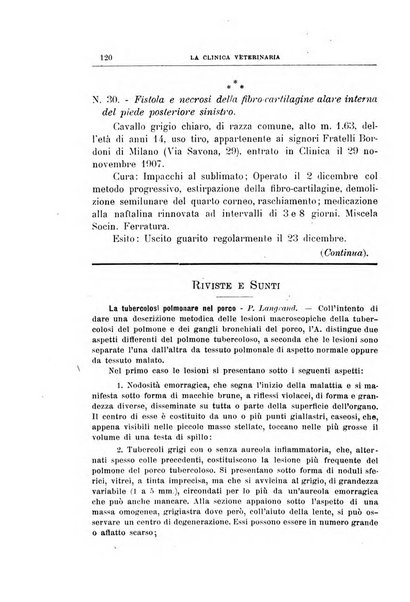 La clinica veterinaria rivista di medicina e chirurgia pratica degli animali domestici