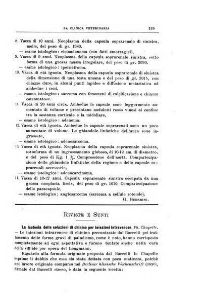 La clinica veterinaria rivista di medicina e chirurgia pratica degli animali domestici