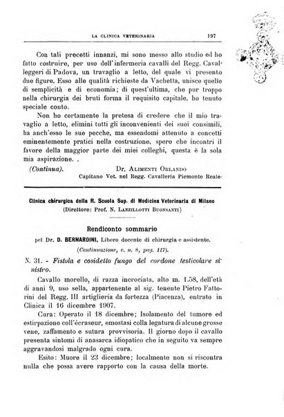 La clinica veterinaria rivista di medicina e chirurgia pratica degli animali domestici