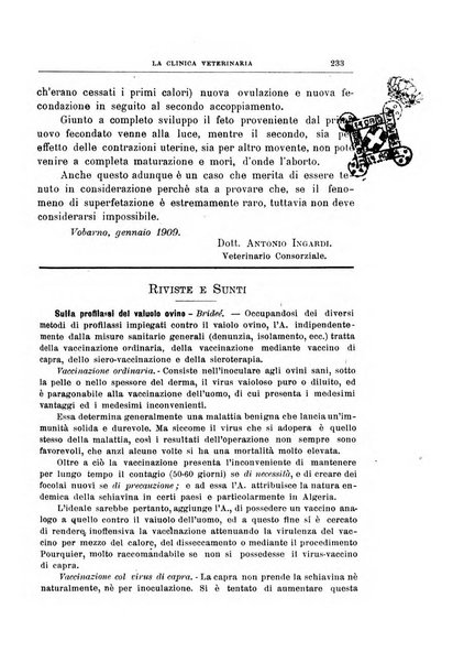 La clinica veterinaria rivista di medicina e chirurgia pratica degli animali domestici