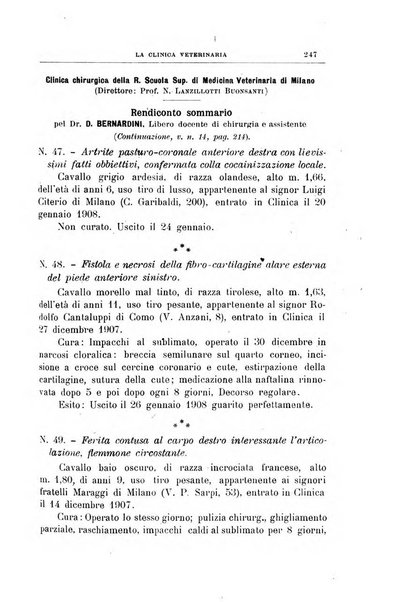 La clinica veterinaria rivista di medicina e chirurgia pratica degli animali domestici