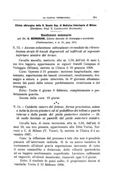 La clinica veterinaria rivista di medicina e chirurgia pratica degli animali domestici