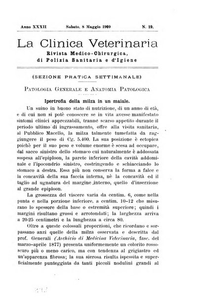 La clinica veterinaria rivista di medicina e chirurgia pratica degli animali domestici