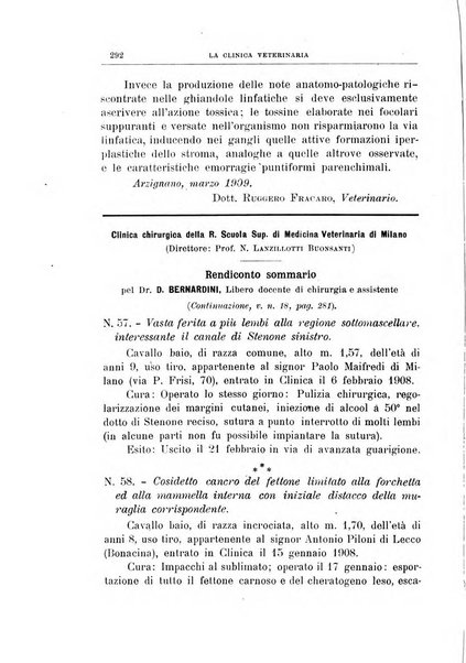 La clinica veterinaria rivista di medicina e chirurgia pratica degli animali domestici