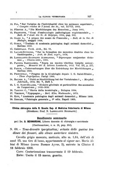 La clinica veterinaria rivista di medicina e chirurgia pratica degli animali domestici