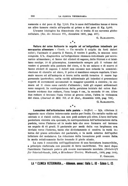 La clinica veterinaria rivista di medicina e chirurgia pratica degli animali domestici