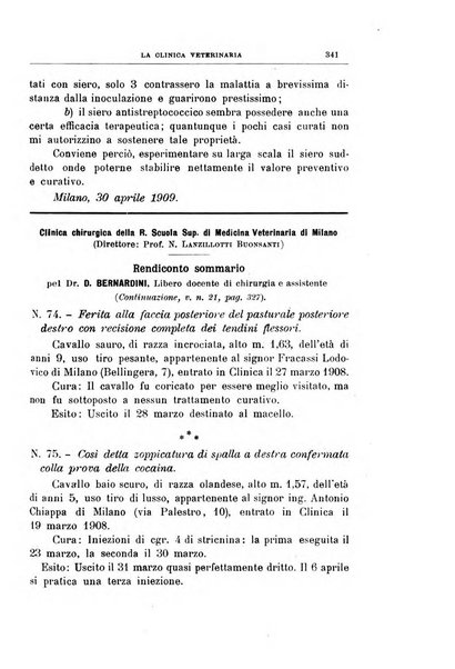 La clinica veterinaria rivista di medicina e chirurgia pratica degli animali domestici