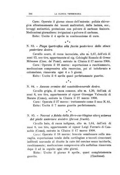 La clinica veterinaria rivista di medicina e chirurgia pratica degli animali domestici