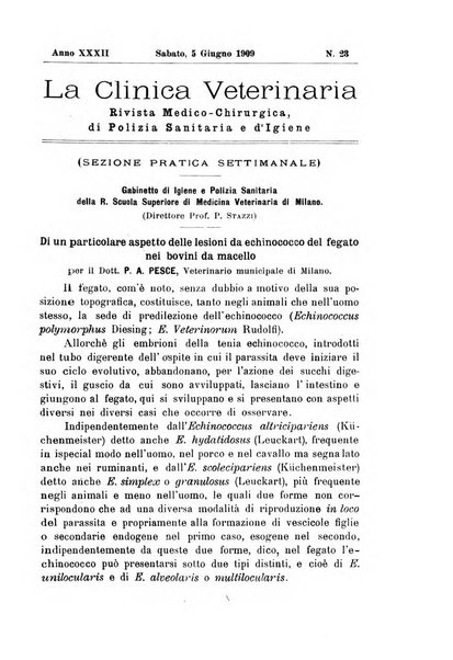 La clinica veterinaria rivista di medicina e chirurgia pratica degli animali domestici