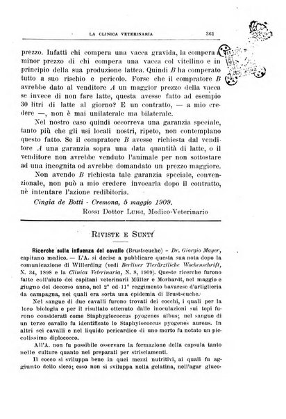 La clinica veterinaria rivista di medicina e chirurgia pratica degli animali domestici