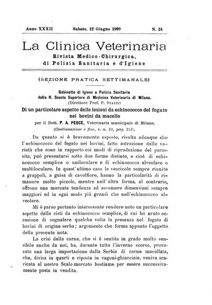 La clinica veterinaria rivista di medicina e chirurgia pratica degli animali domestici