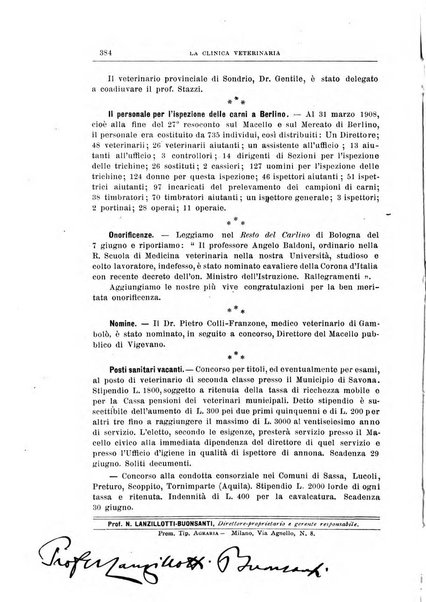 La clinica veterinaria rivista di medicina e chirurgia pratica degli animali domestici