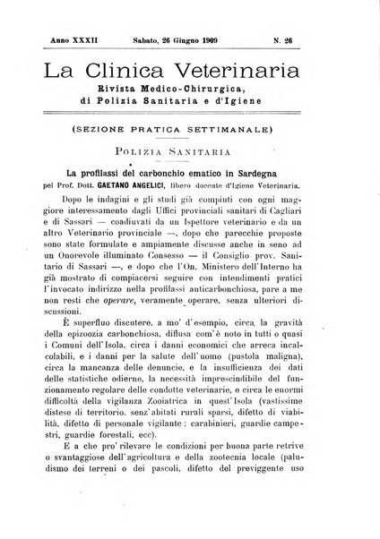 La clinica veterinaria rivista di medicina e chirurgia pratica degli animali domestici