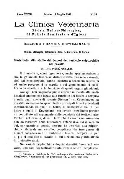 La clinica veterinaria rivista di medicina e chirurgia pratica degli animali domestici