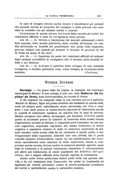 La clinica veterinaria rivista di medicina e chirurgia pratica degli animali domestici