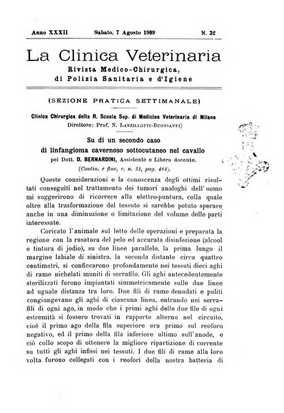 La clinica veterinaria rivista di medicina e chirurgia pratica degli animali domestici